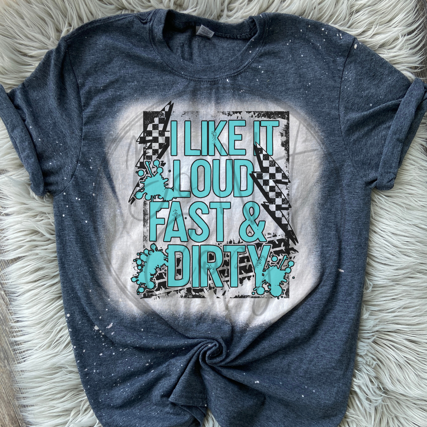 I like it fast loud and dirty Bleached Distressed Tee Shirt