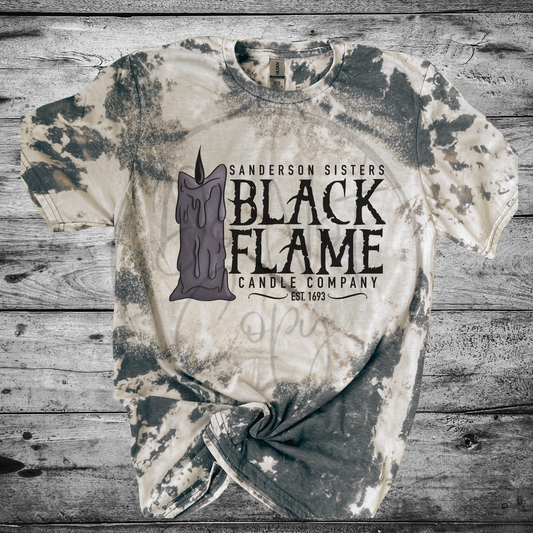 Black Flame Bleached Distressed Tee Shirt