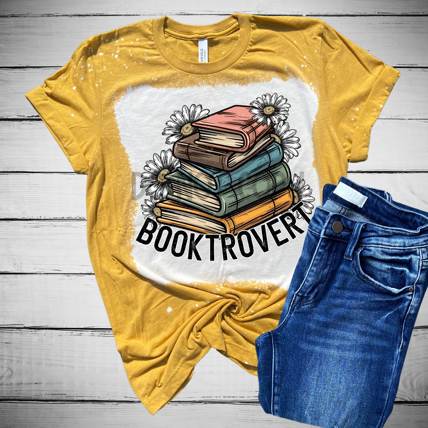 Booktrovert Bleached Distressed Tee Shirt