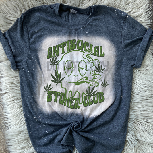 Antisocial Stoner Club Bleached Distressed Tee Shirt