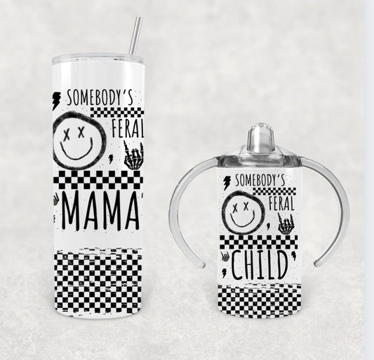 Mini & Me Feral Mama Child Tumbler Set