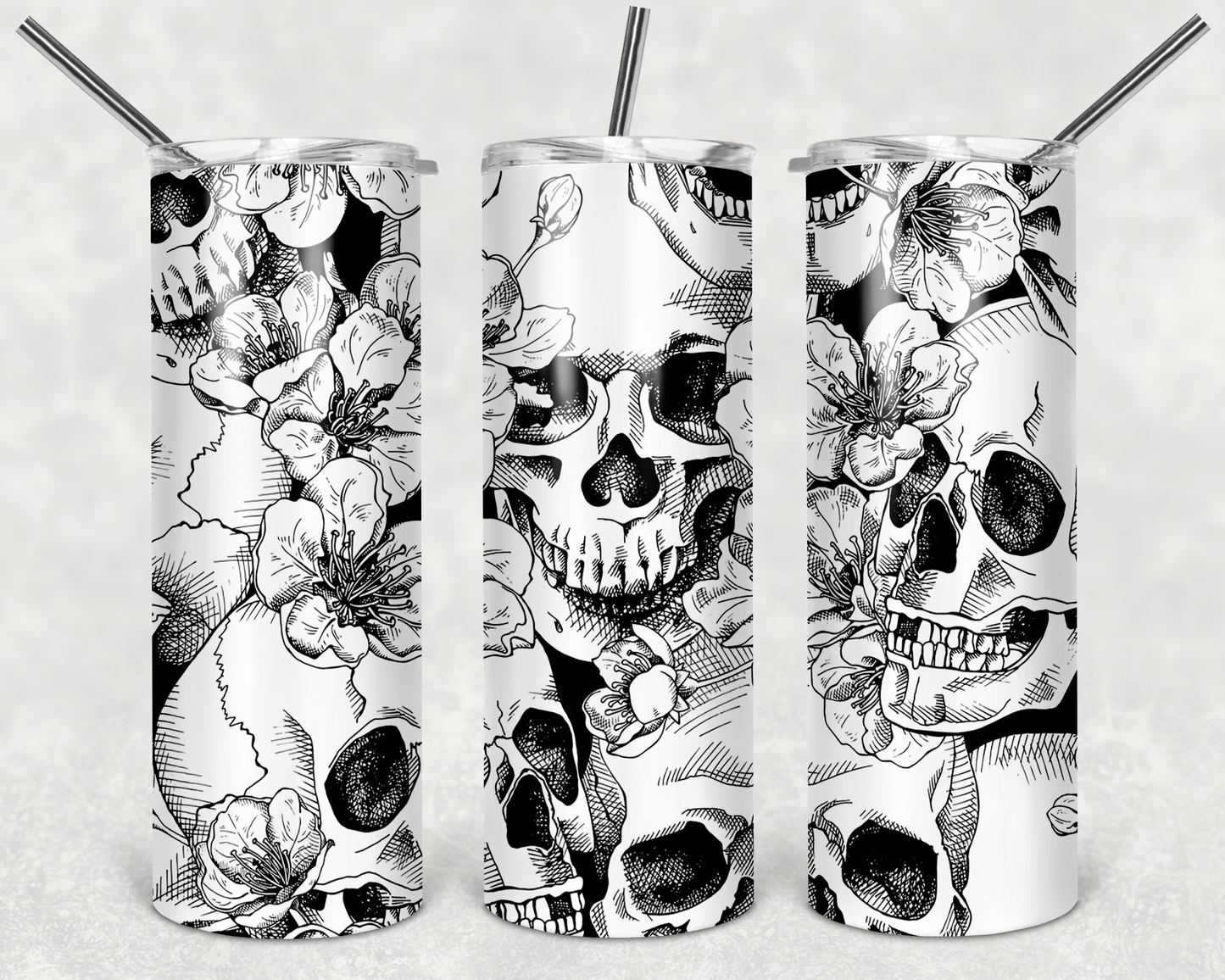 Black and White Skulls Tumbler