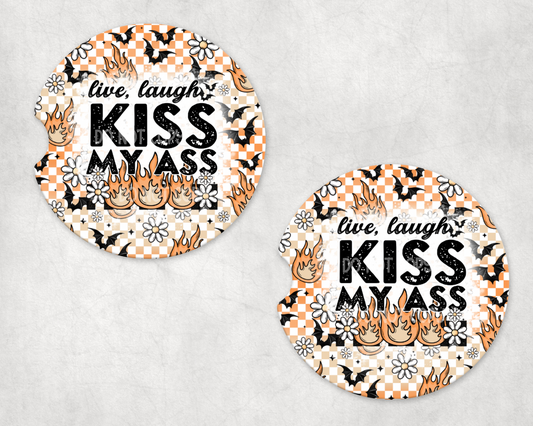 Live Laugh Kiss My Ass Car Coaster Set