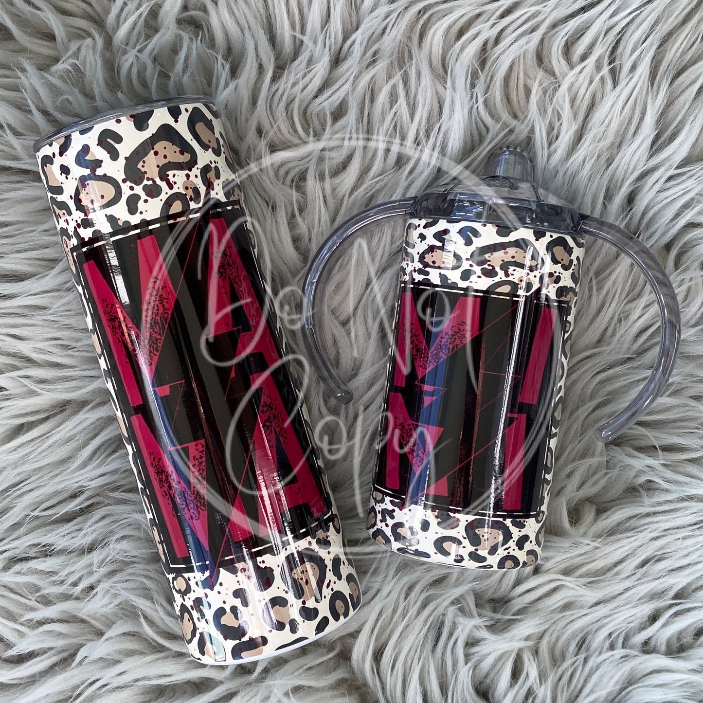 Mini & Me Mama Mini Bolt Leopard Tumbler Set